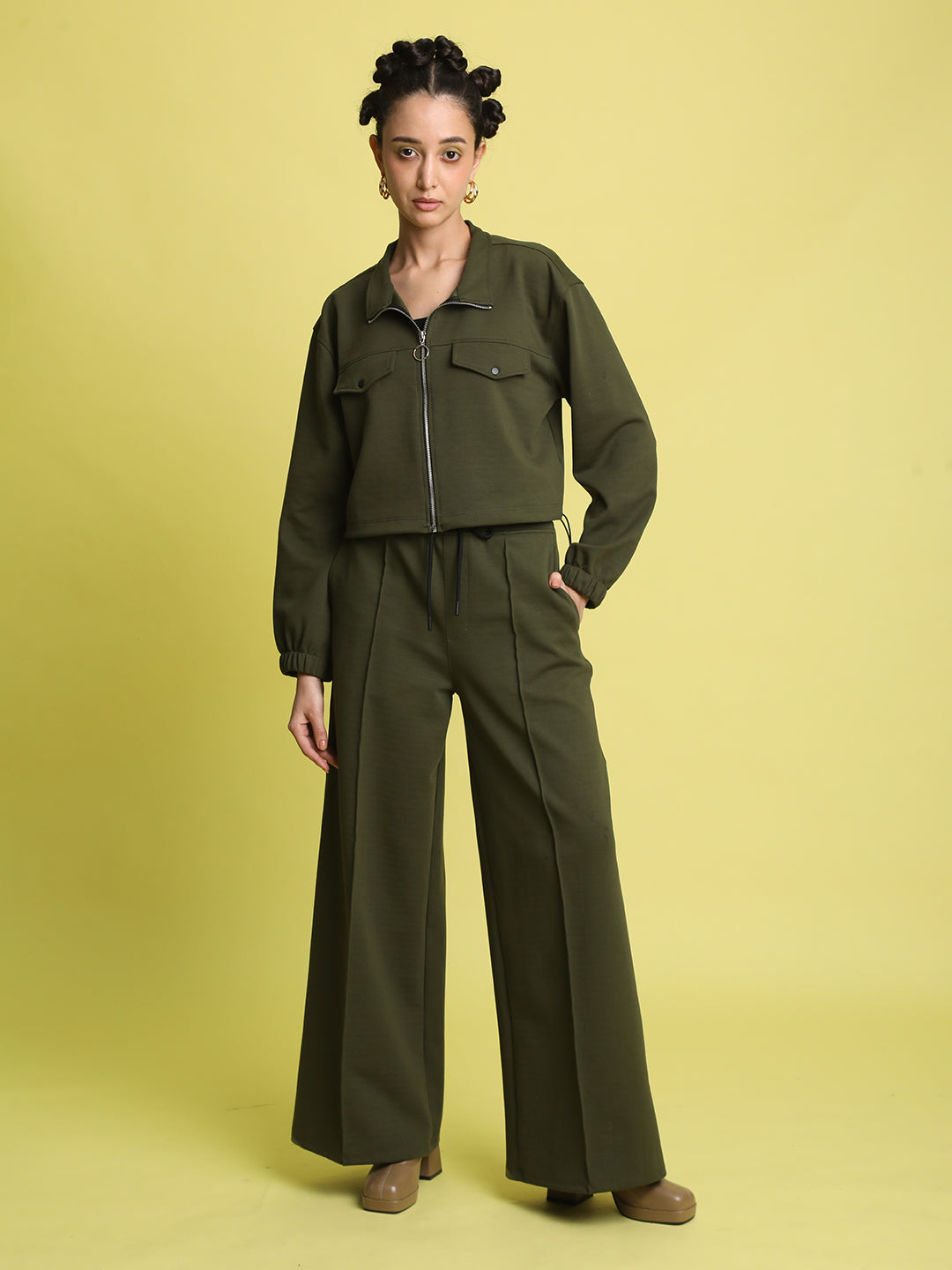 women's Relaxed Trouser & zipper jacket co-ord set