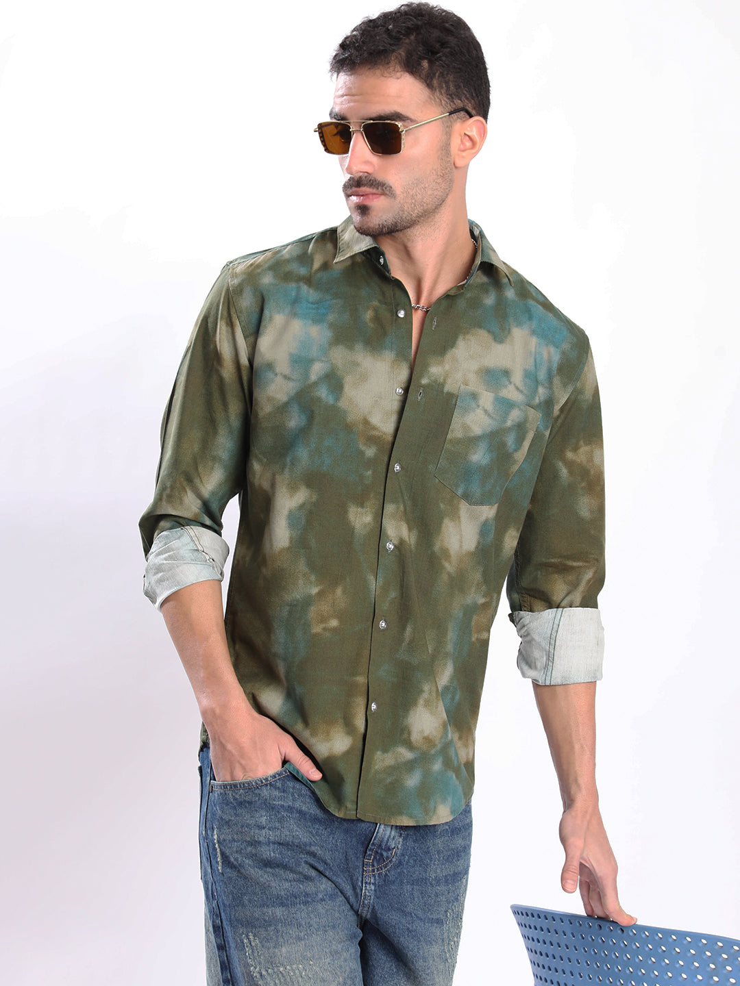 Men Green Abstract print  Shirt