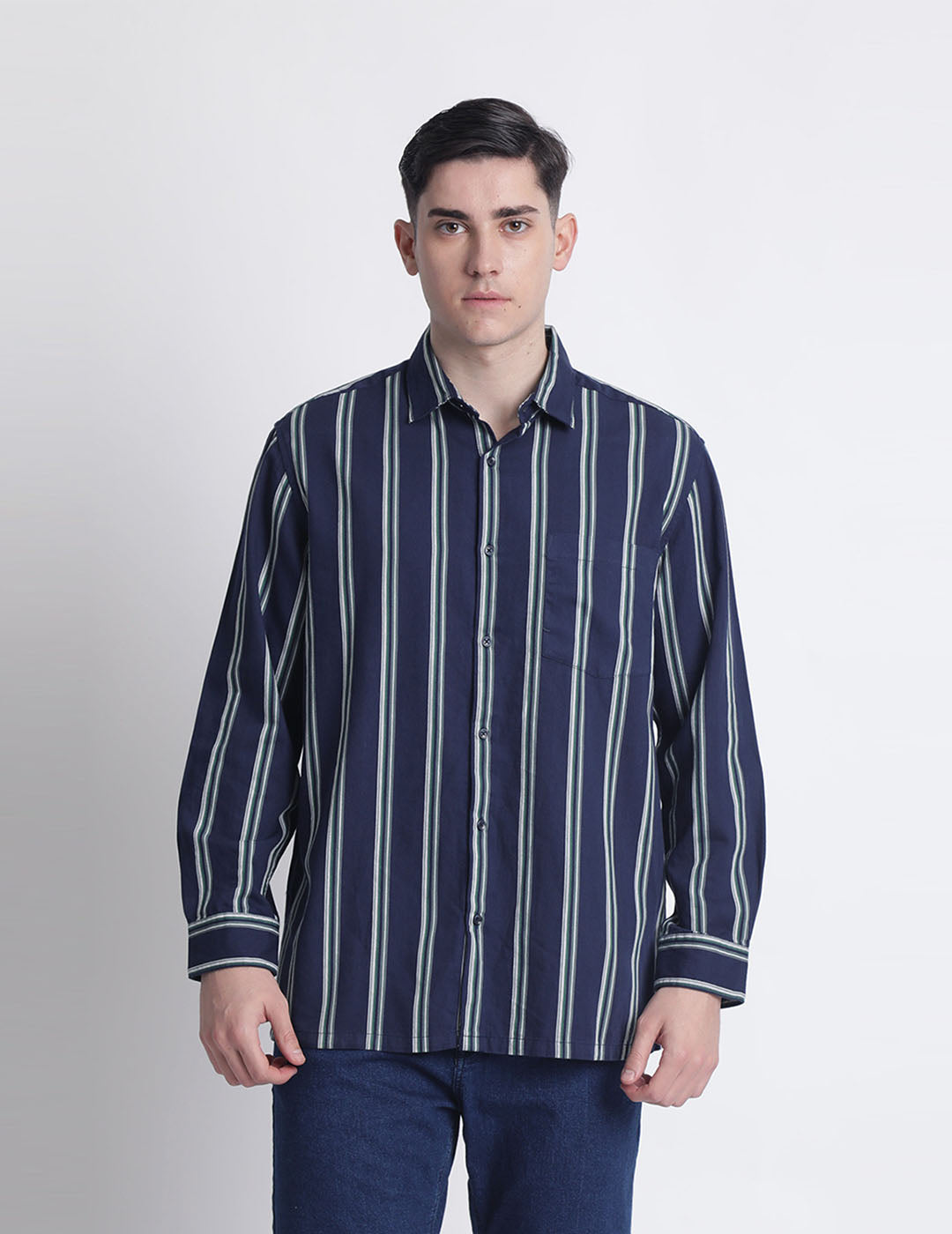 Men Relax Fit Full Sleeve Striped Shirt