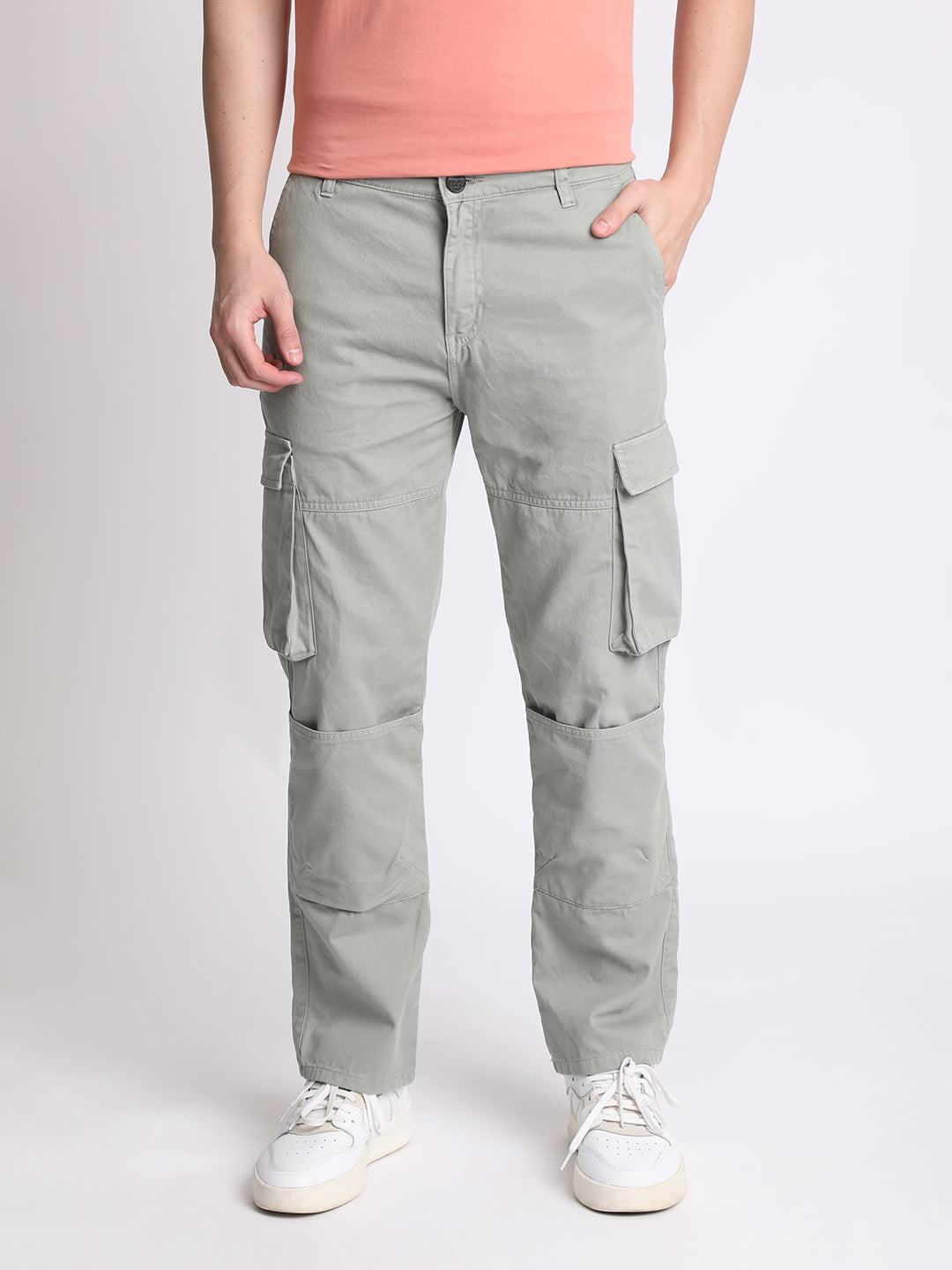 Men Light Grey Multi Cargo Sustainable Trousers