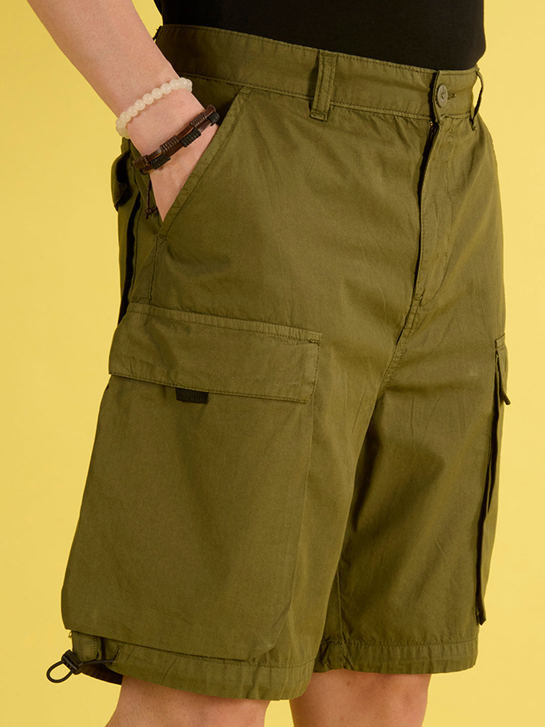 Men Relax Fit Olive Shorts