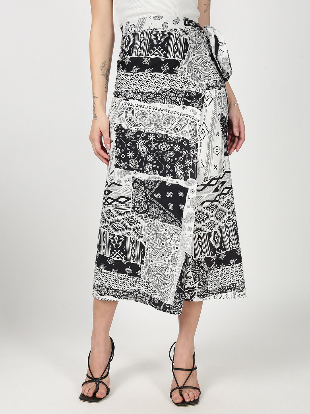 Women Printed Wrap-Around Maxi Skirt