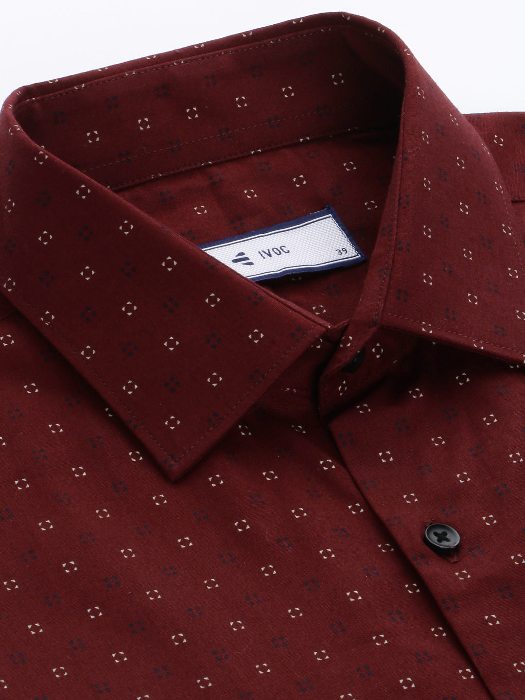 Men Maroon Slim Fit Full Sleeves Printed Formal Shirt