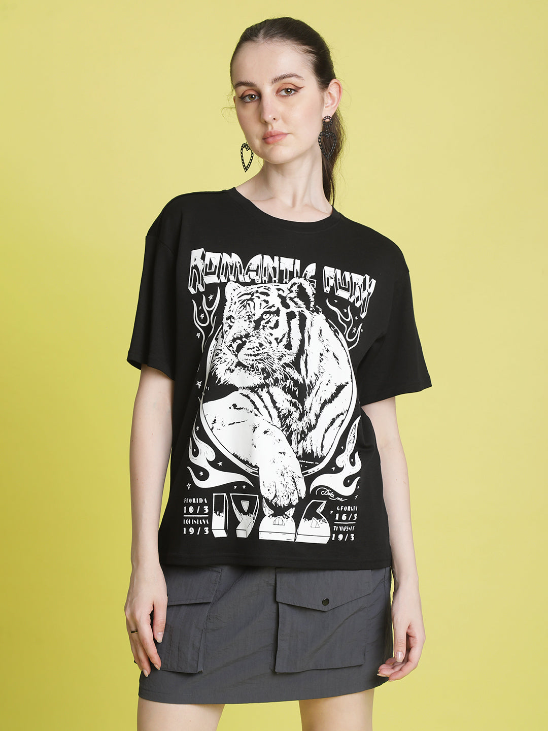 Women Romatic Fury Oversize Pritned Tshirt