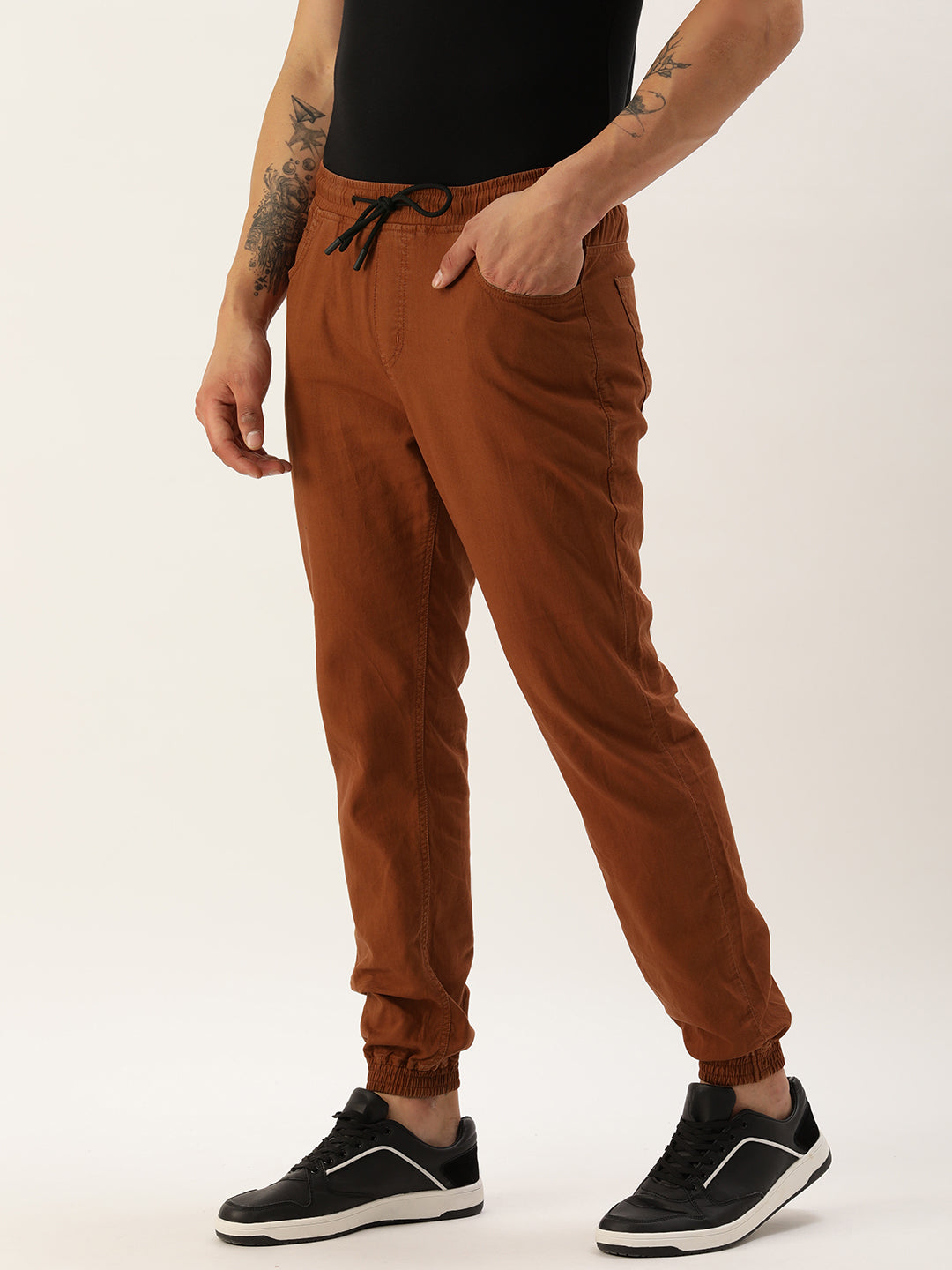 Men Brown Slim Fit Solid Casual Jogger