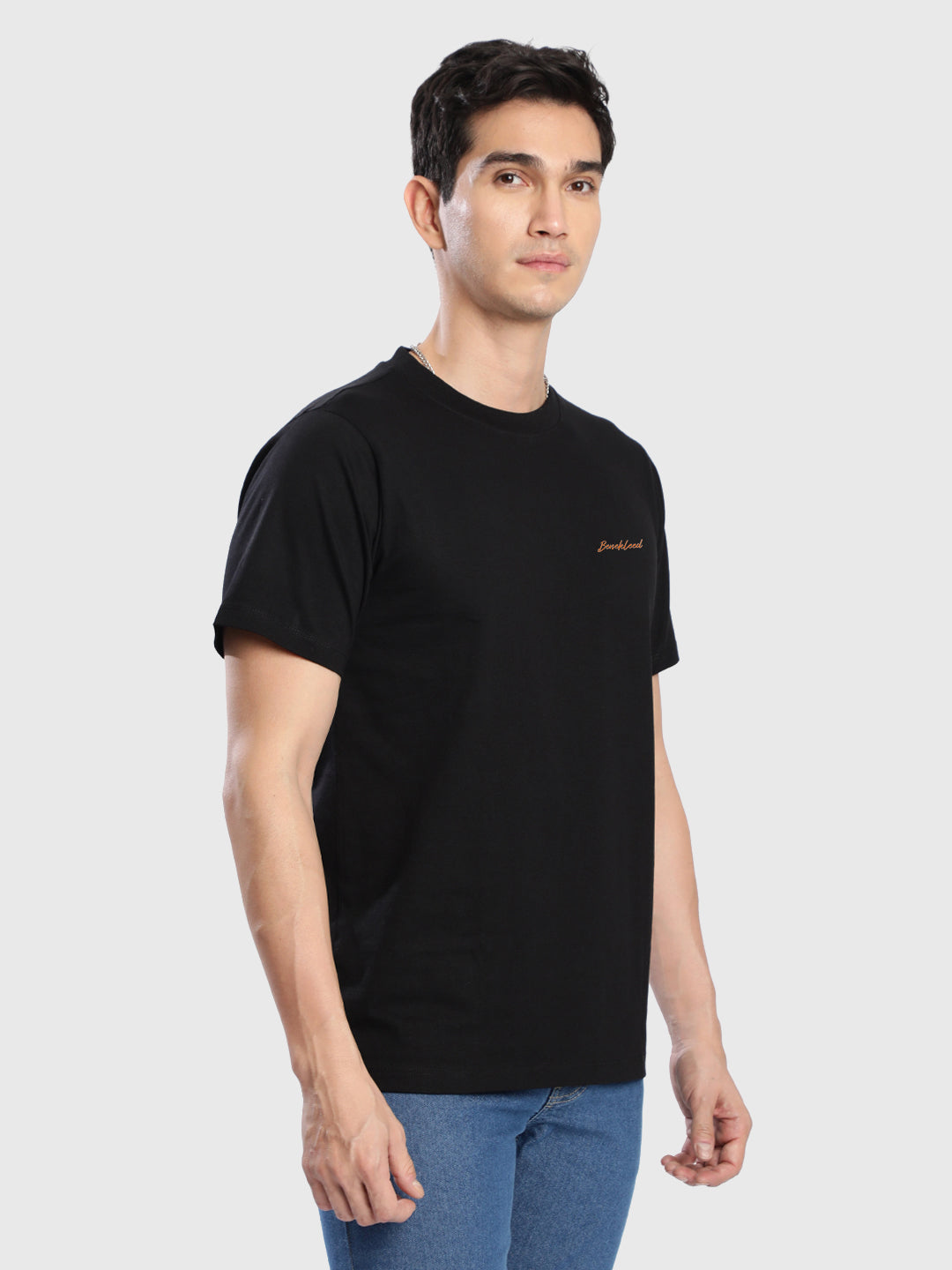 Men Black Embroided T Shirt