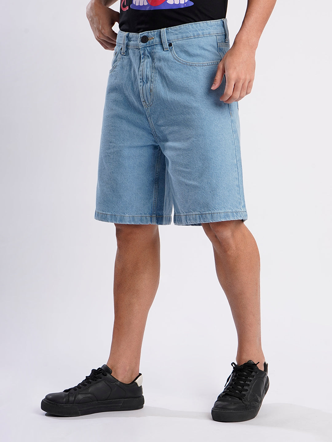 Men Blue Relaxed Fit Denim Shorts