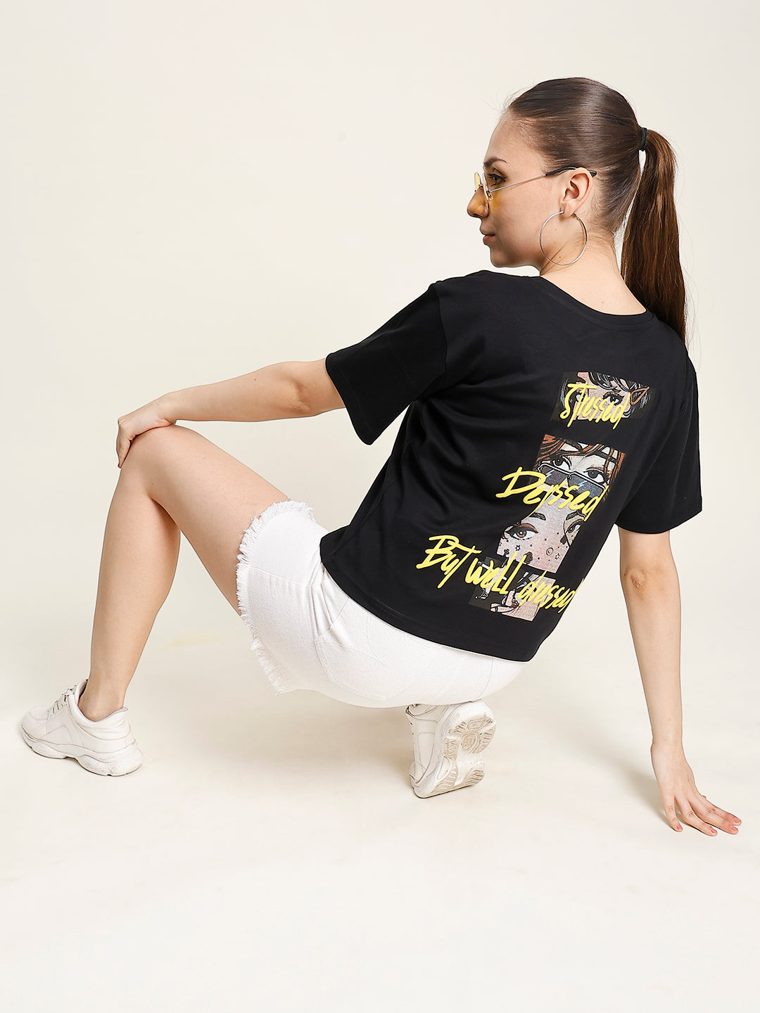 Women Graphic Print Boxy Crop T-shirt