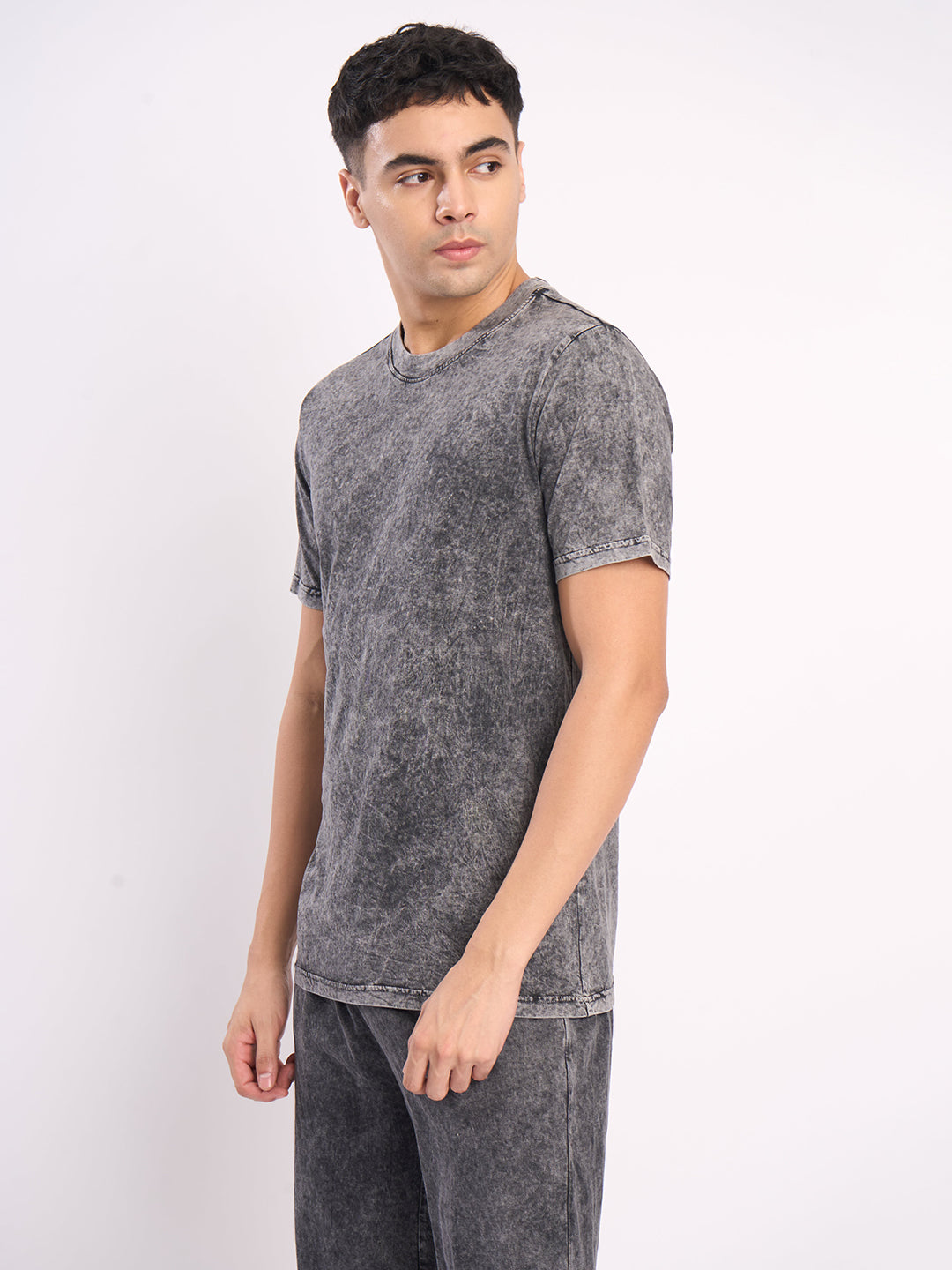 Men Grey Acid wash Oversize T Shirt