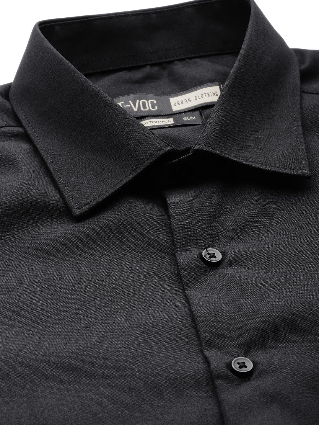 Men Black Solid Slim Fit Formal Shirt