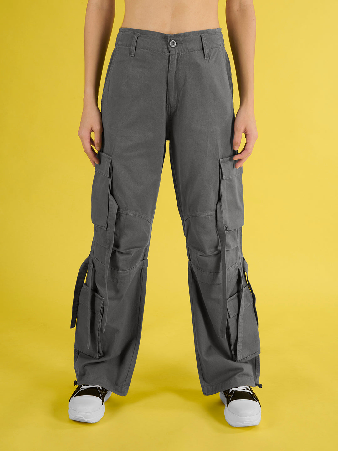 Women Solid Grey Trousers