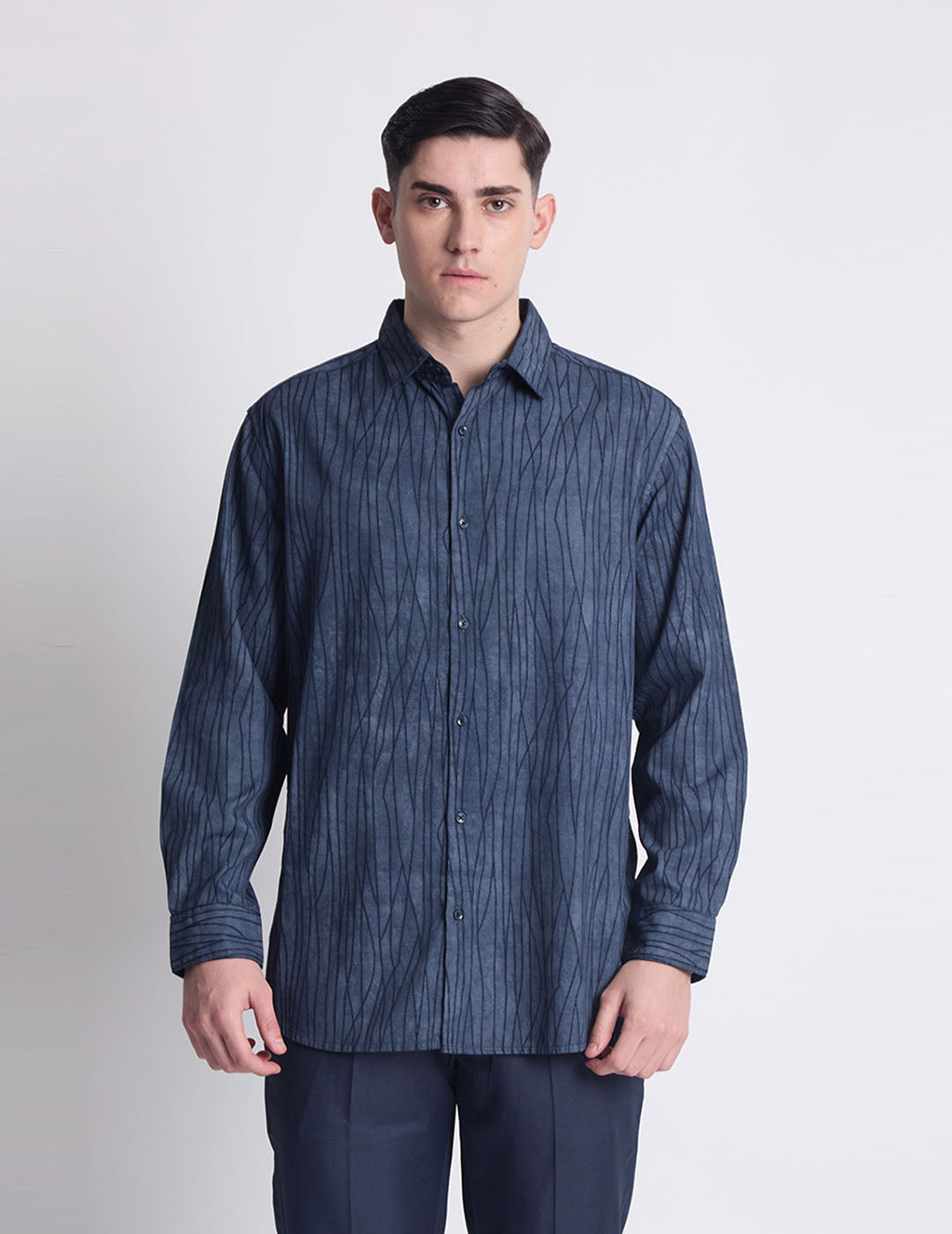 Men's Printed Navy Casual Full sleeve Shirt