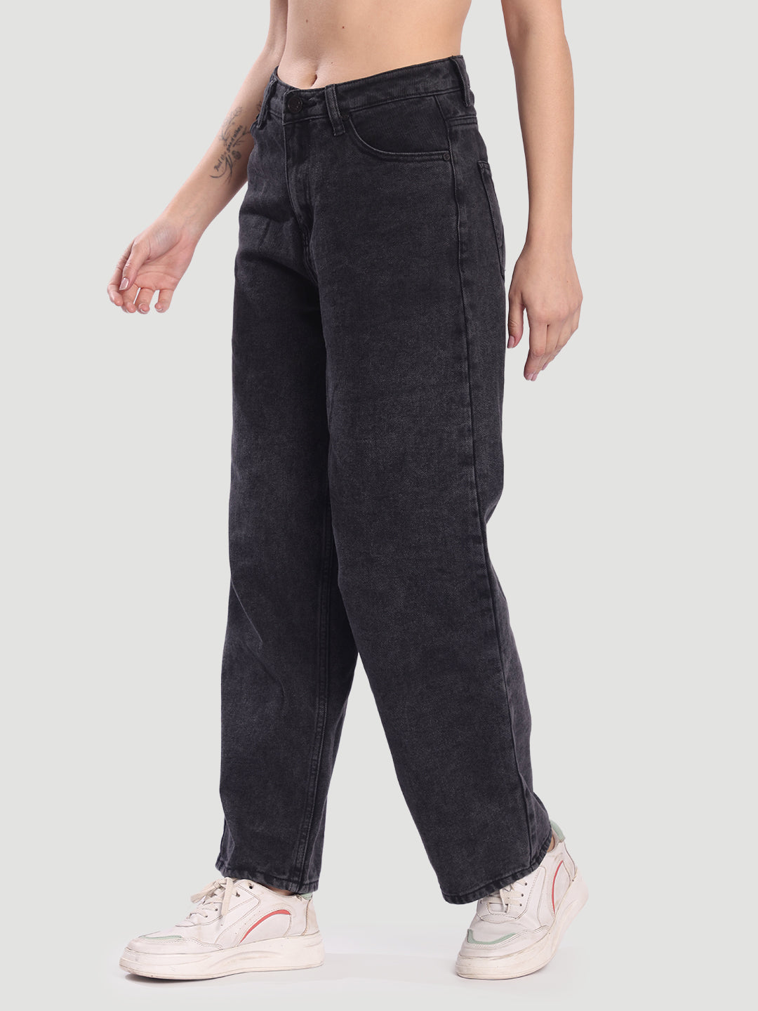 Women Charcoal Baggy Fit Jeans