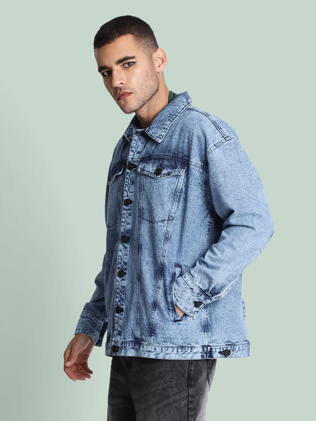 Gender Fluid Mood Switch Oversized Denim Jacket with Detachable Back Panel