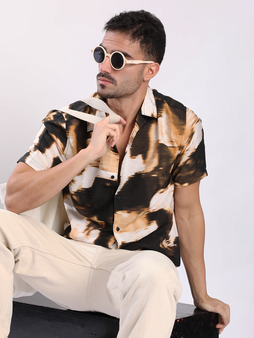 Men Brown Abstract print Shirt
