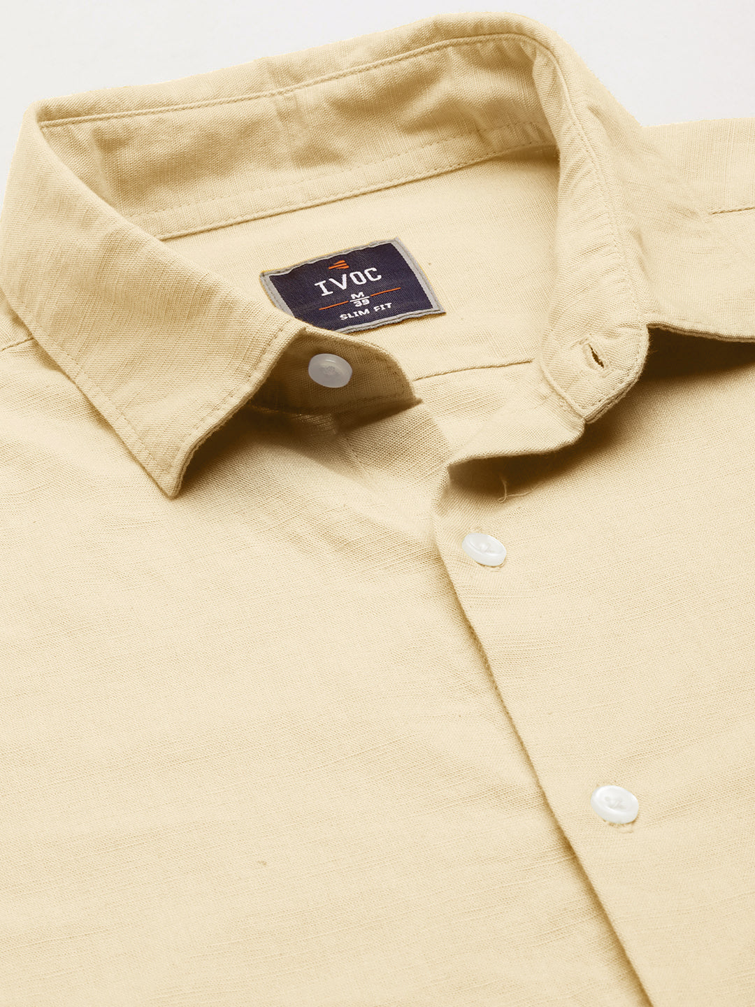 Men Beige Solid Slim Fit Casual Shirt