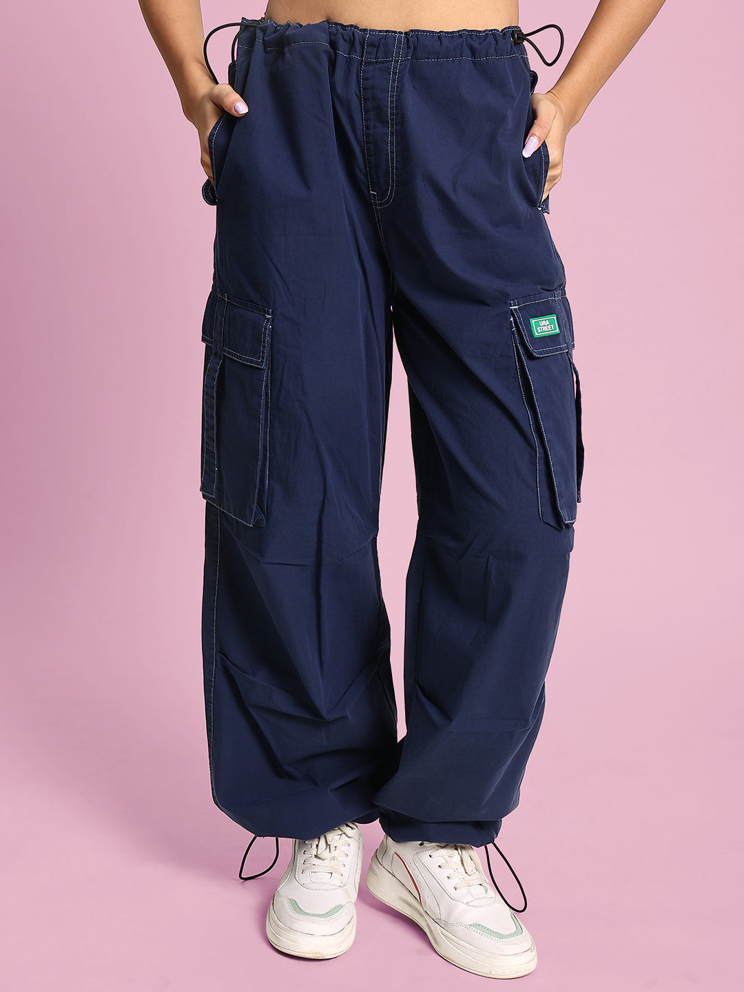 Women's Relaxed Loose Fit High-Rise Cargo Trousers