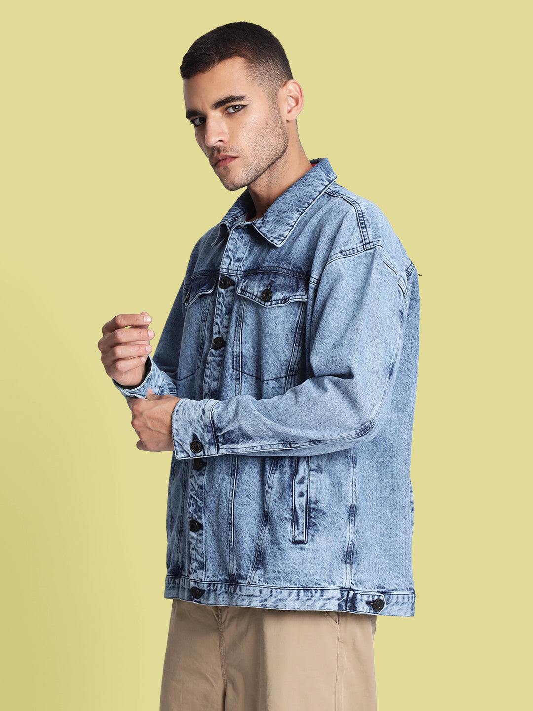 Gender-Fluid Mood Switch Oversized Denim Jacket with Detachable Back Panel