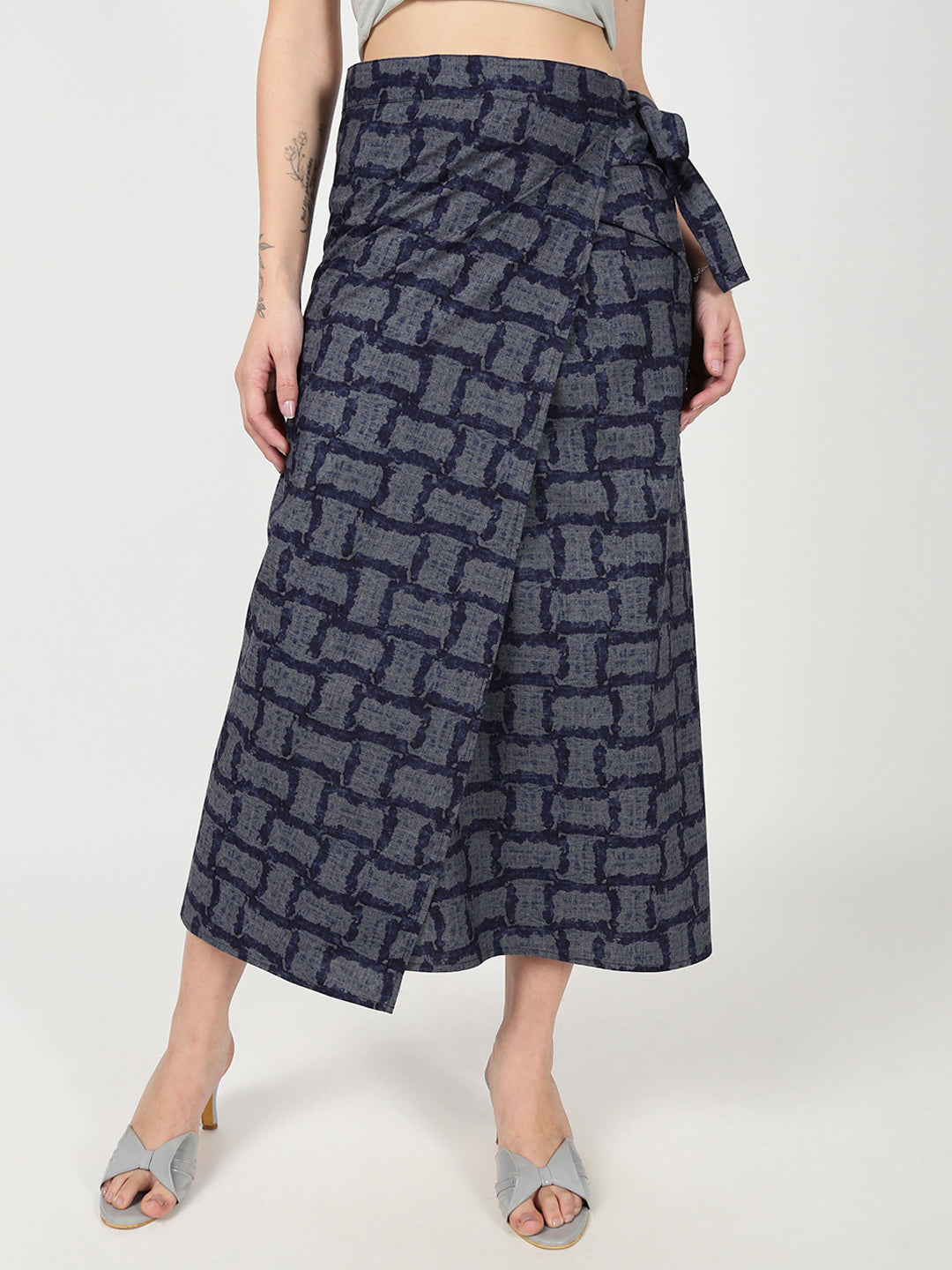 Women Printed Wrap-Around Maxi Skirt
