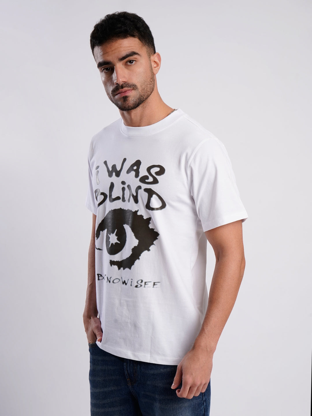 Men White Graphic Print T Shirt