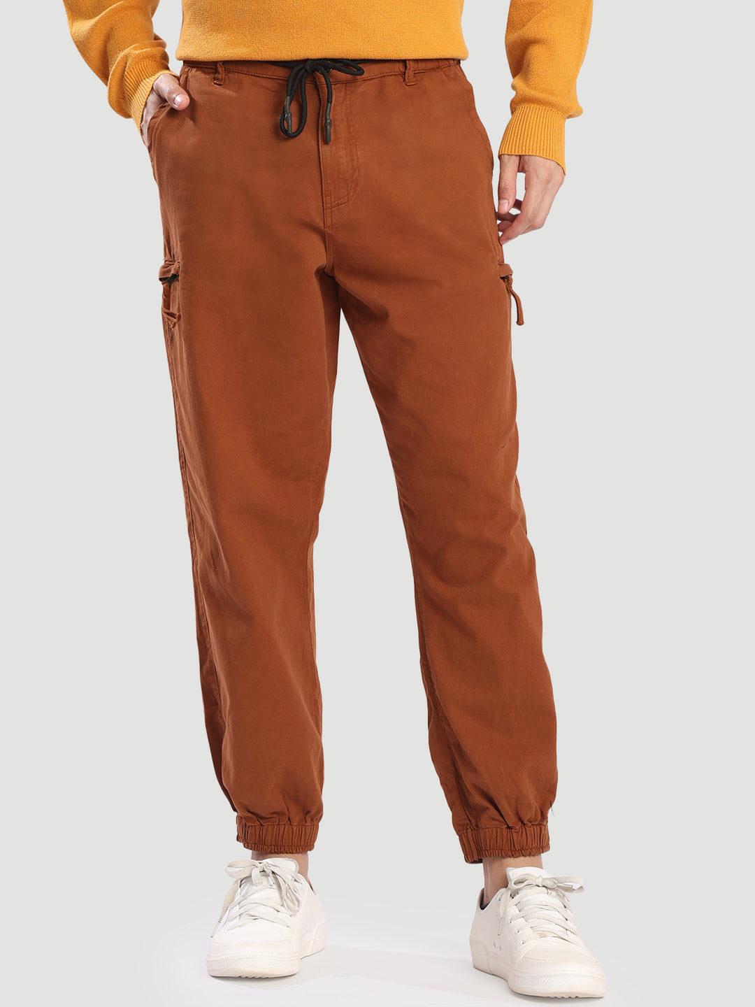 Men Relax Fit Brown Cargo Joggers