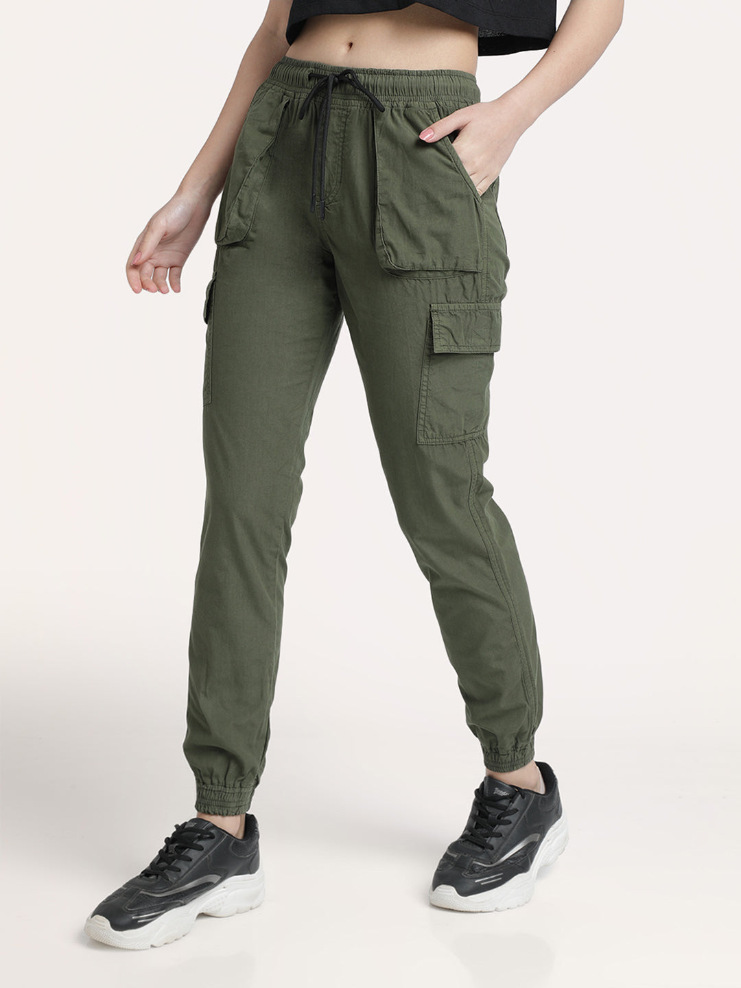 Women's Over Dyed Baggy Pocket Cargo jogger with peach Finish