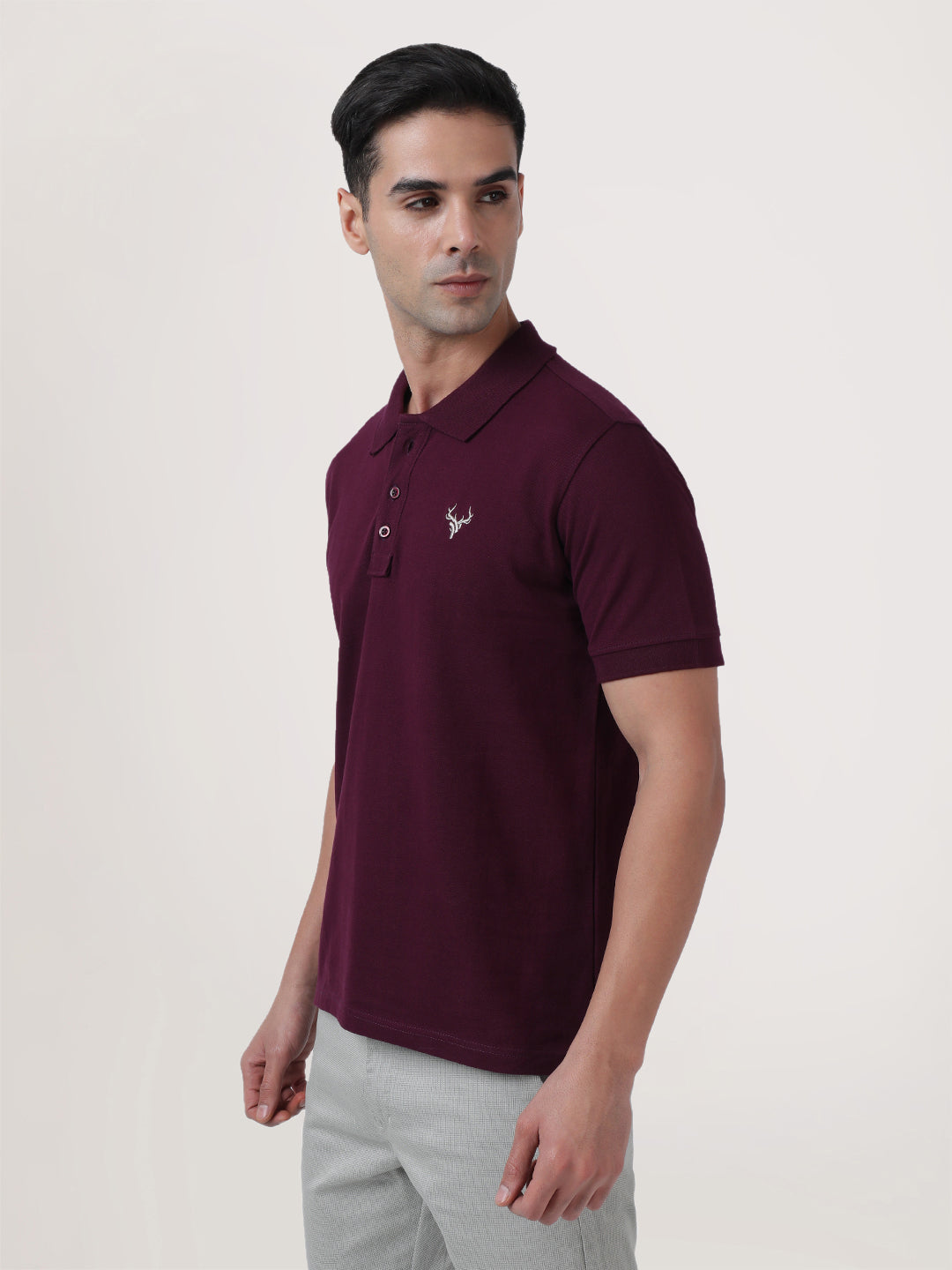 Men Burgundy/Royalblue Regular Fit Solid T-Shirt Pack Of 2