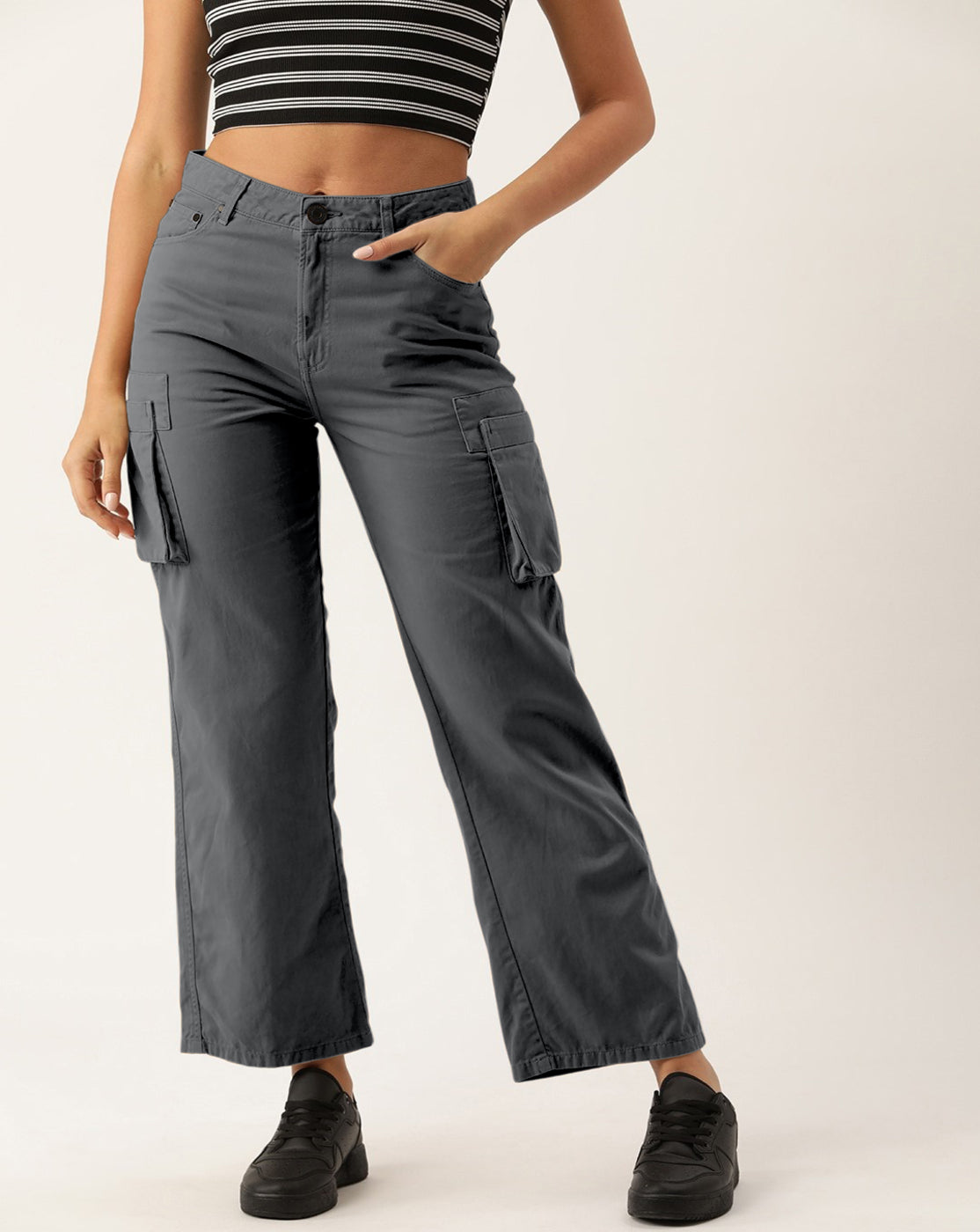 Women Over Dyed Straight fit Cargo Trouser with soft handfeel