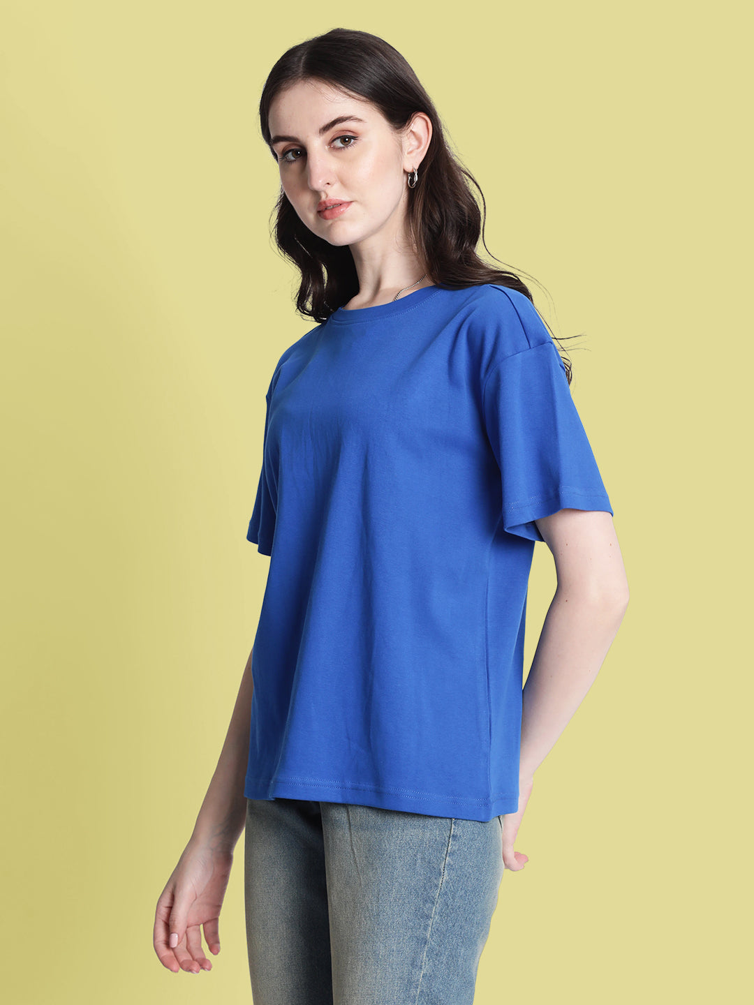 Women Royal Blue Oversized T-shirt