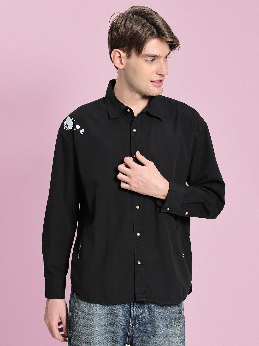 Gender Fluid Black Oversized Topography Shirt