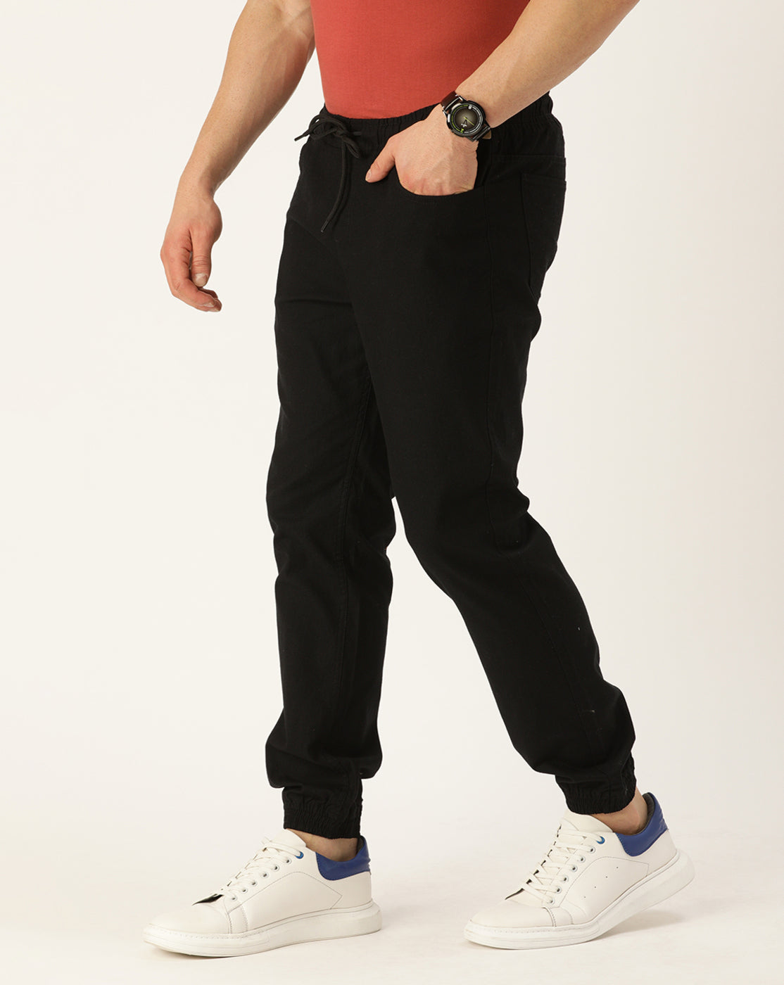 Men Black Slim Fit Solid Casual Jogger