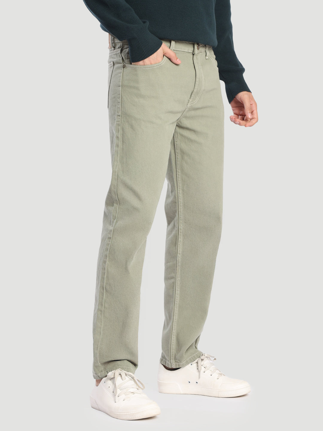 Men Olive Shaded Relax fit jeans