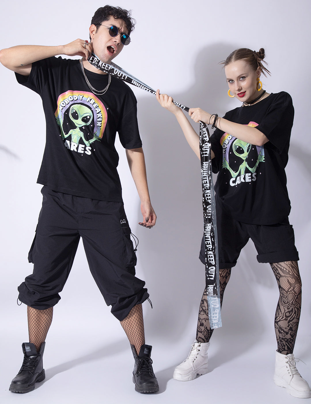 Unisex Oversize Fit  Black Halloween Graphic Printed Tee