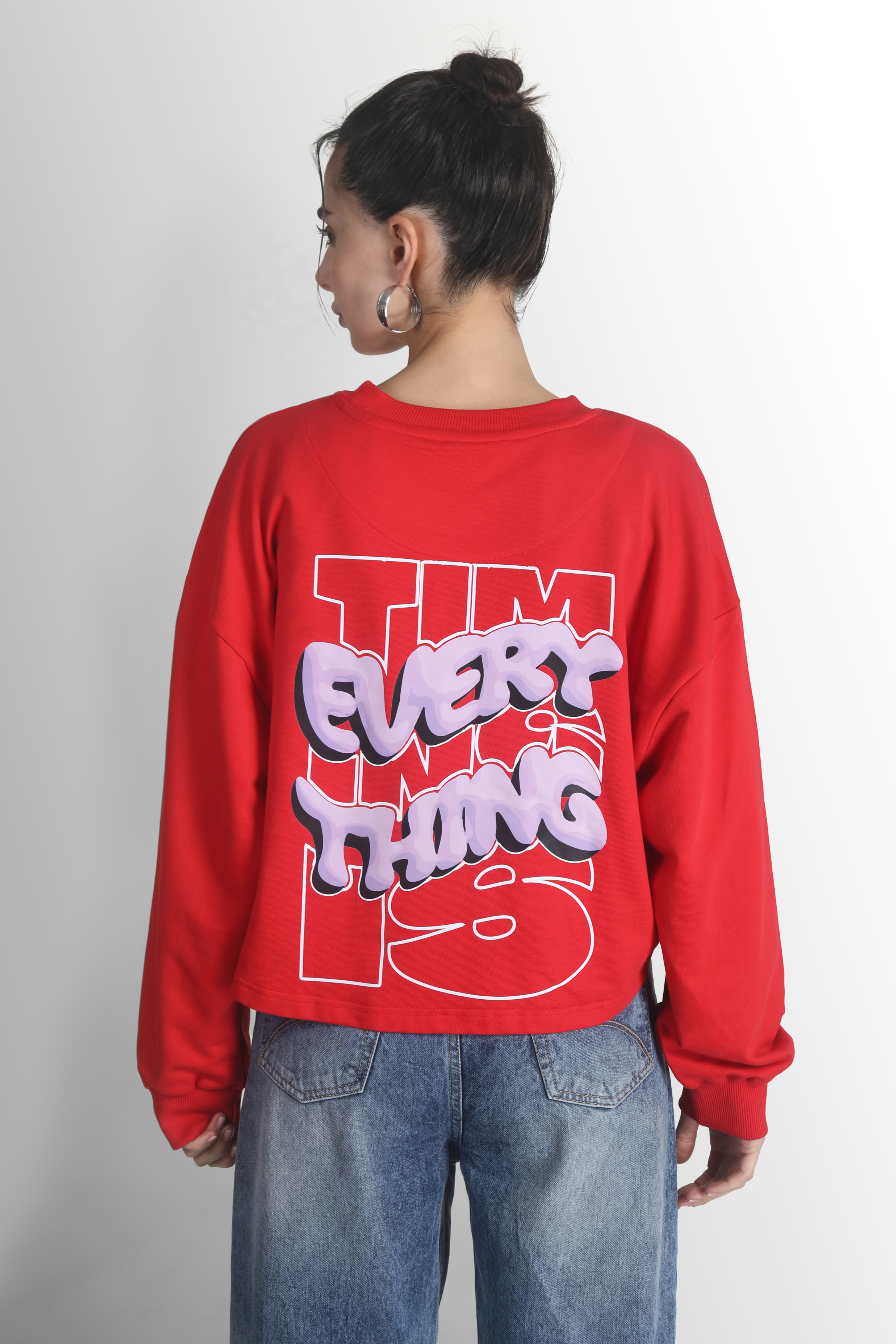 Women Red Oversize Fit Sweatshirts