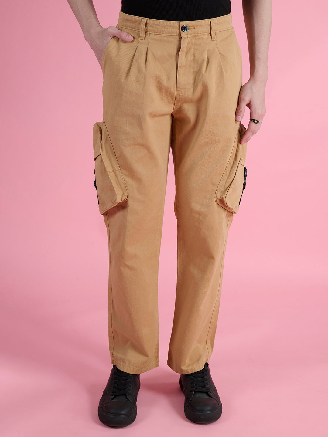 Men Straight Fit Dusty Mustard Trousers