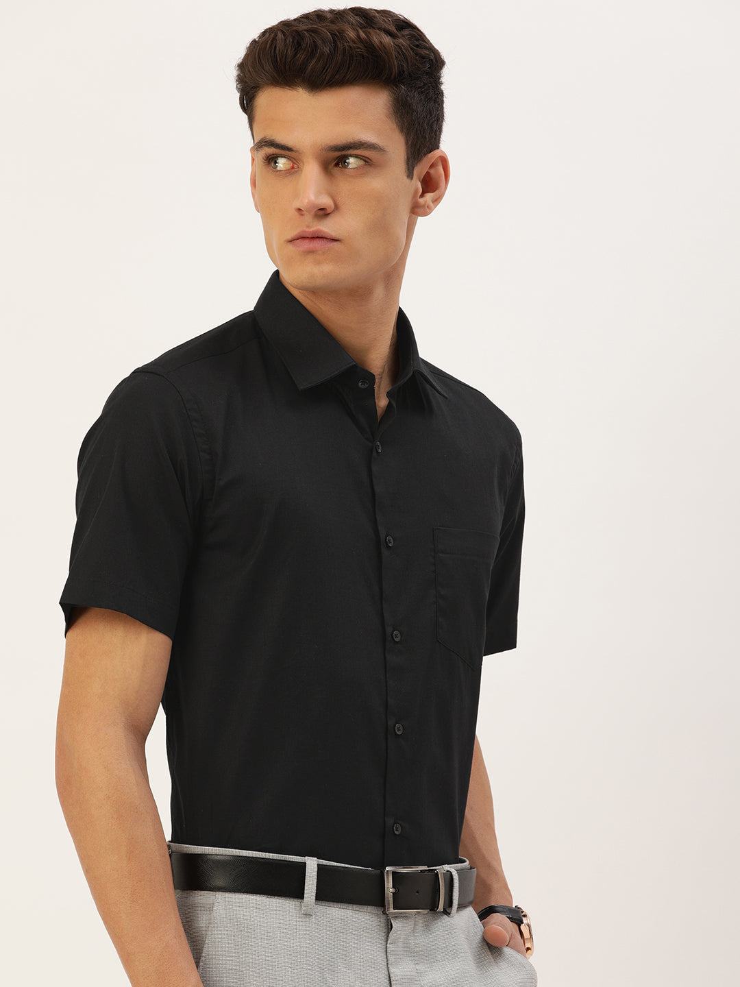 Men Black Solid Slim Fit Formal Shirt