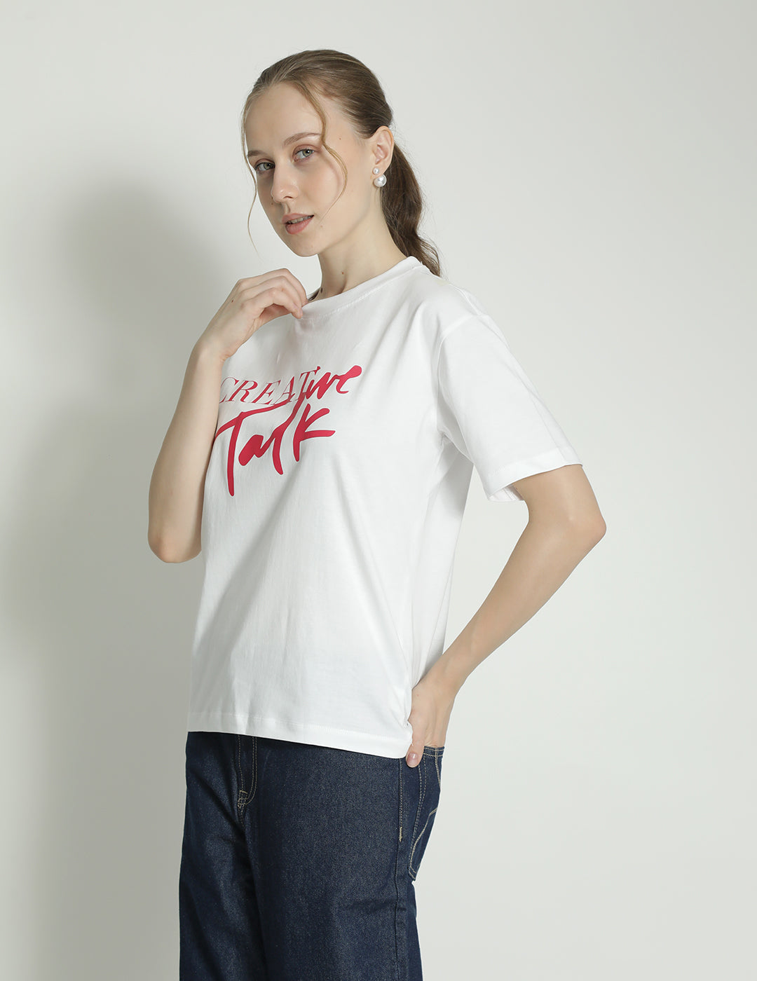 Women's Soft and Breathable White Printed T-Shirt