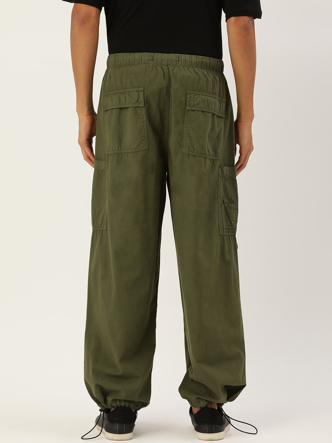 Men Olive Parachute Fit Solid Cargo Trousers – MINTOBAY