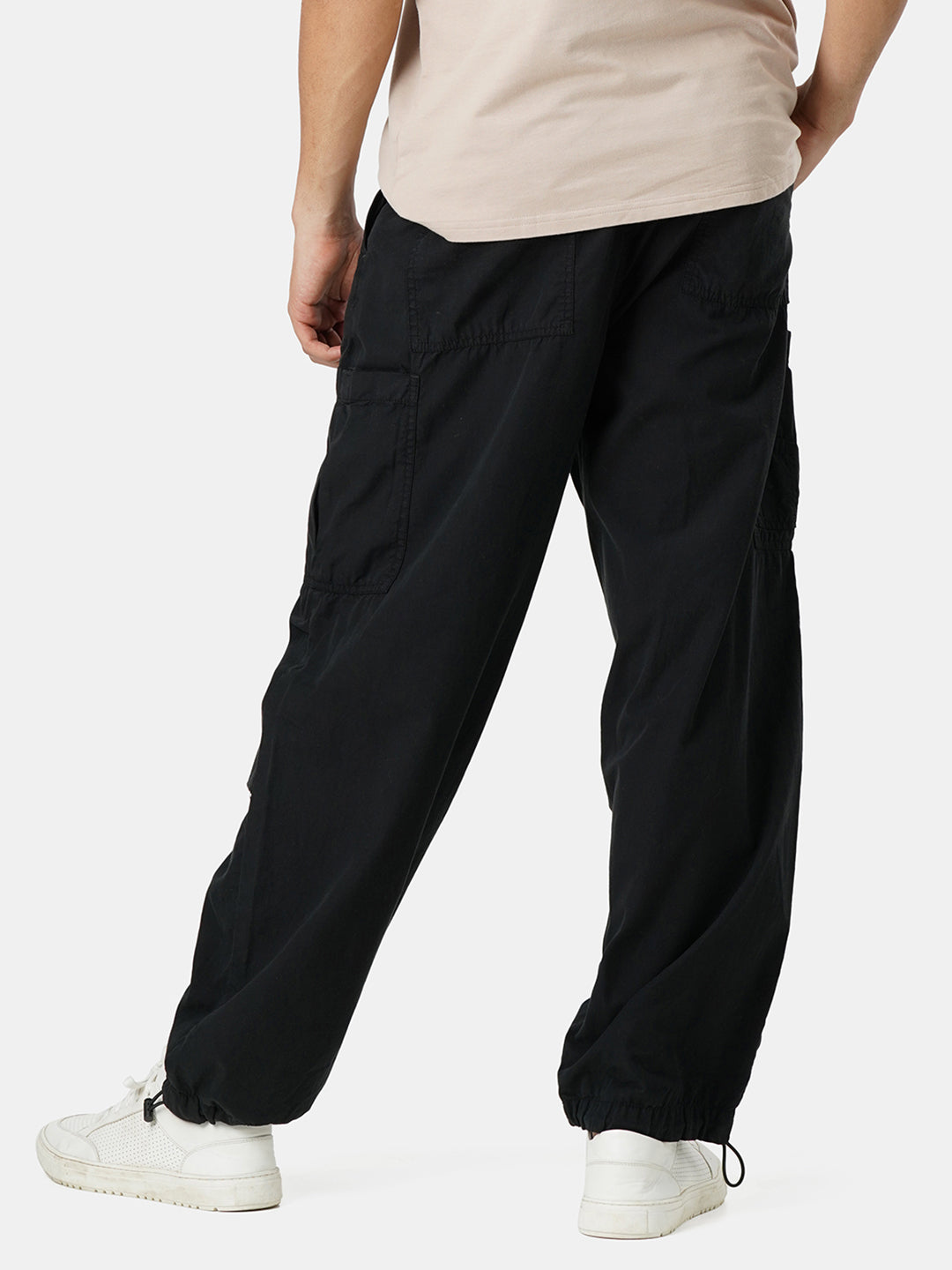 Men's Black Relaxed Fit Parachute Style Cargo Trouser | Bene Kleed ...