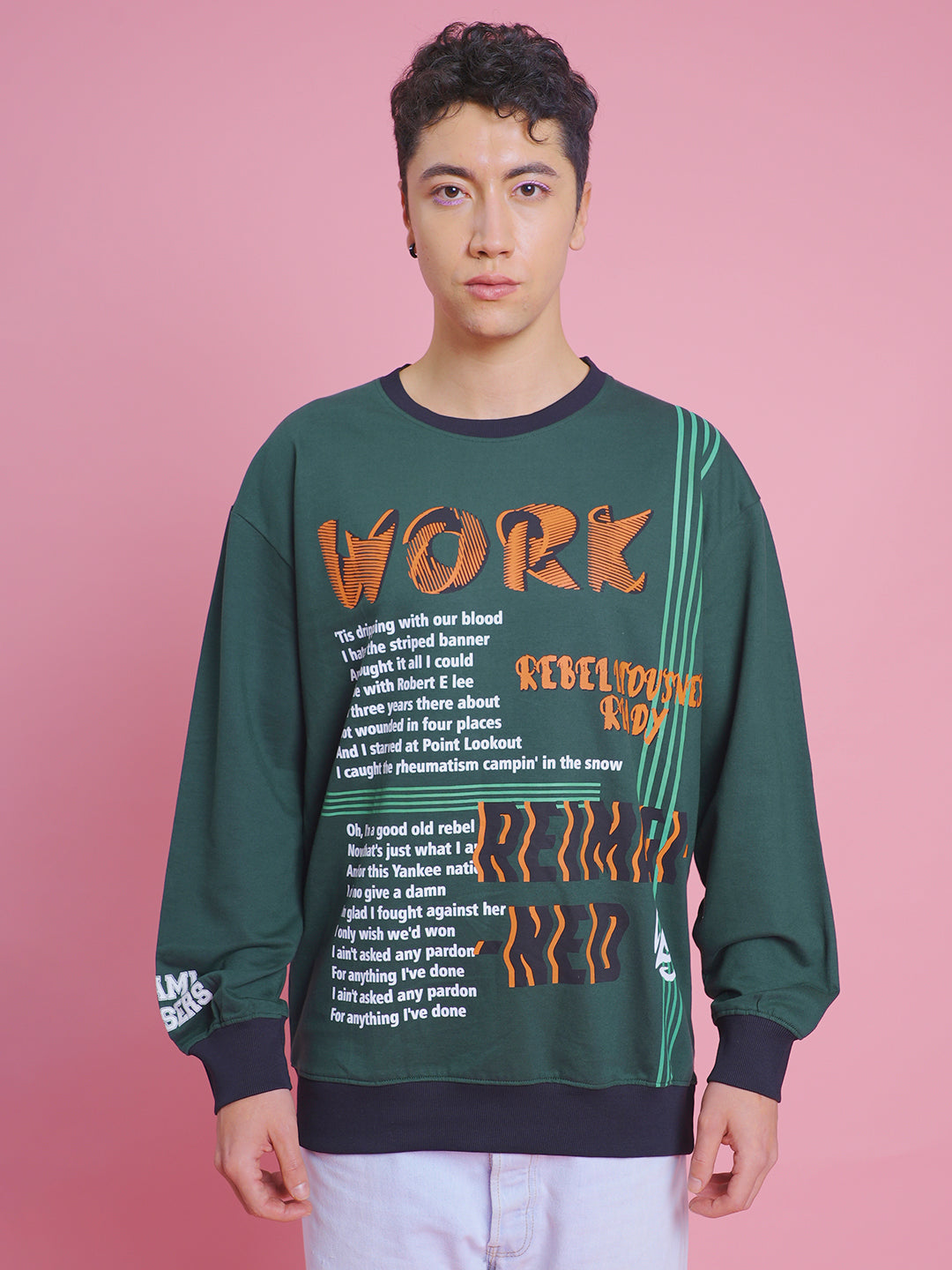 Unisex Green Varsity Print Sweatshirt