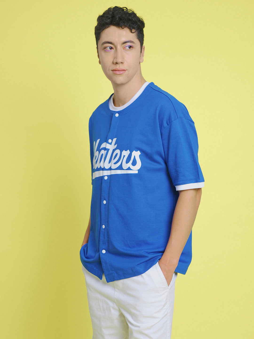 Unisex Printed Blue Baseball Shirt