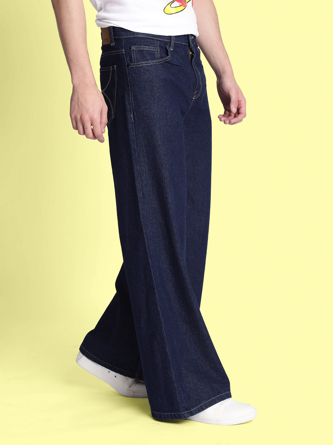 Men Navy Super Wide-Leg Jeans