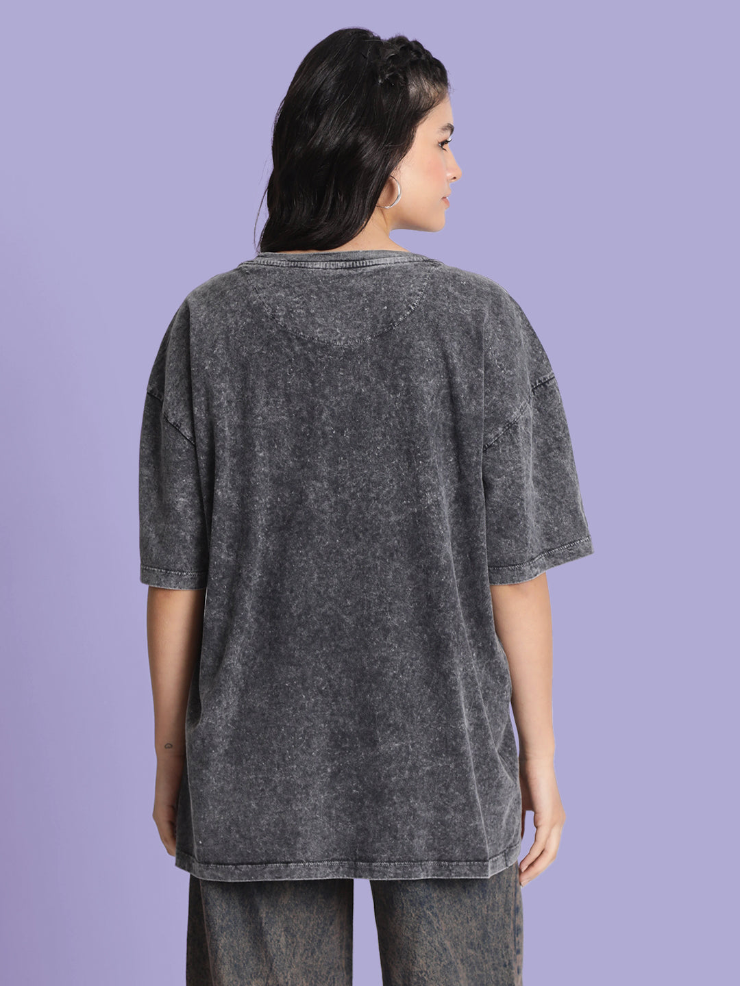 Gender-Fluid Soft Grey Oversized Washed T-Shirt for Couples