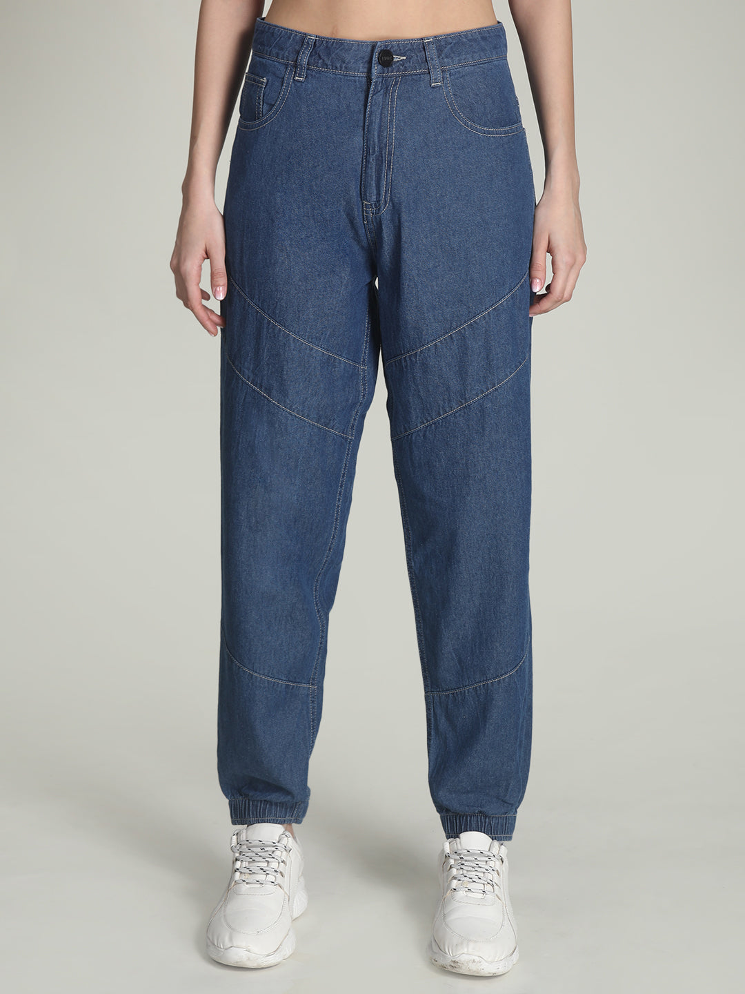 Women's Regular Mid Blue Trousers