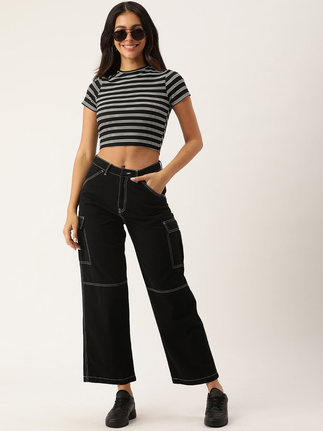 Overdyed High Waisted Cargo Jogger Jeans