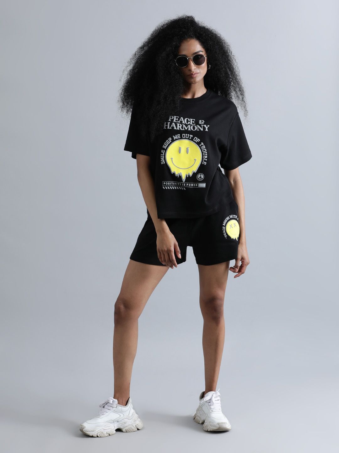 Women Black Graphic Print Short Sleeve Oversized T-Shirt