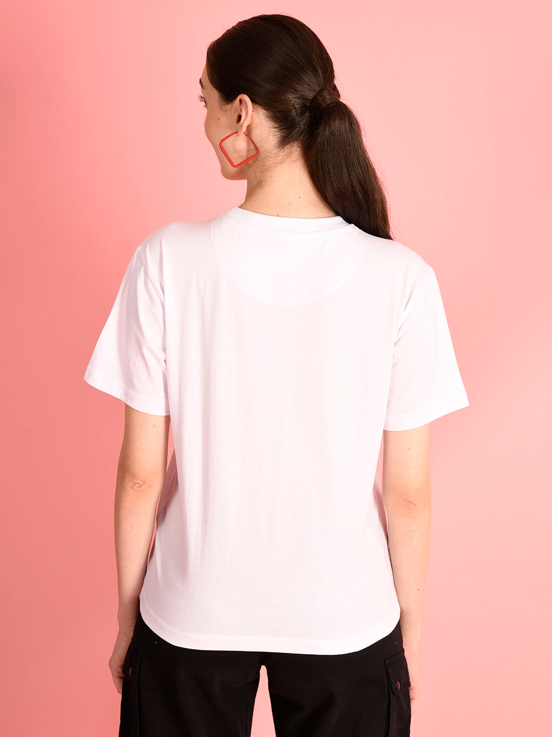 Women Regular Fit White T-Shirts- Funds