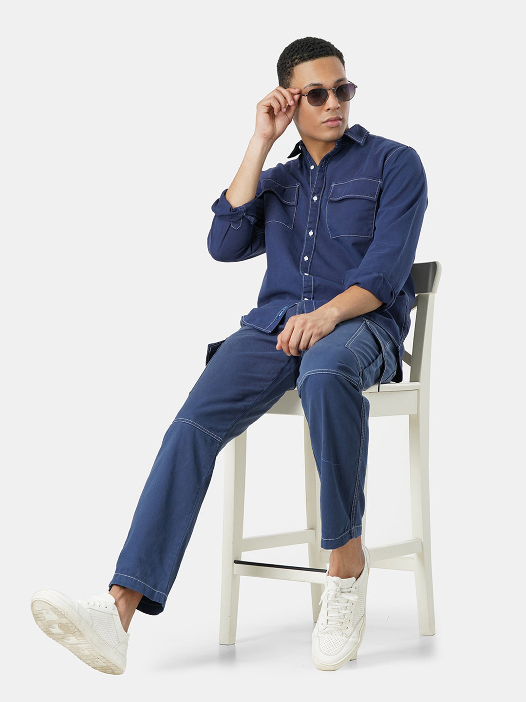 Men's Double pocket Over Dyed shirt with contrast stitch Shaket