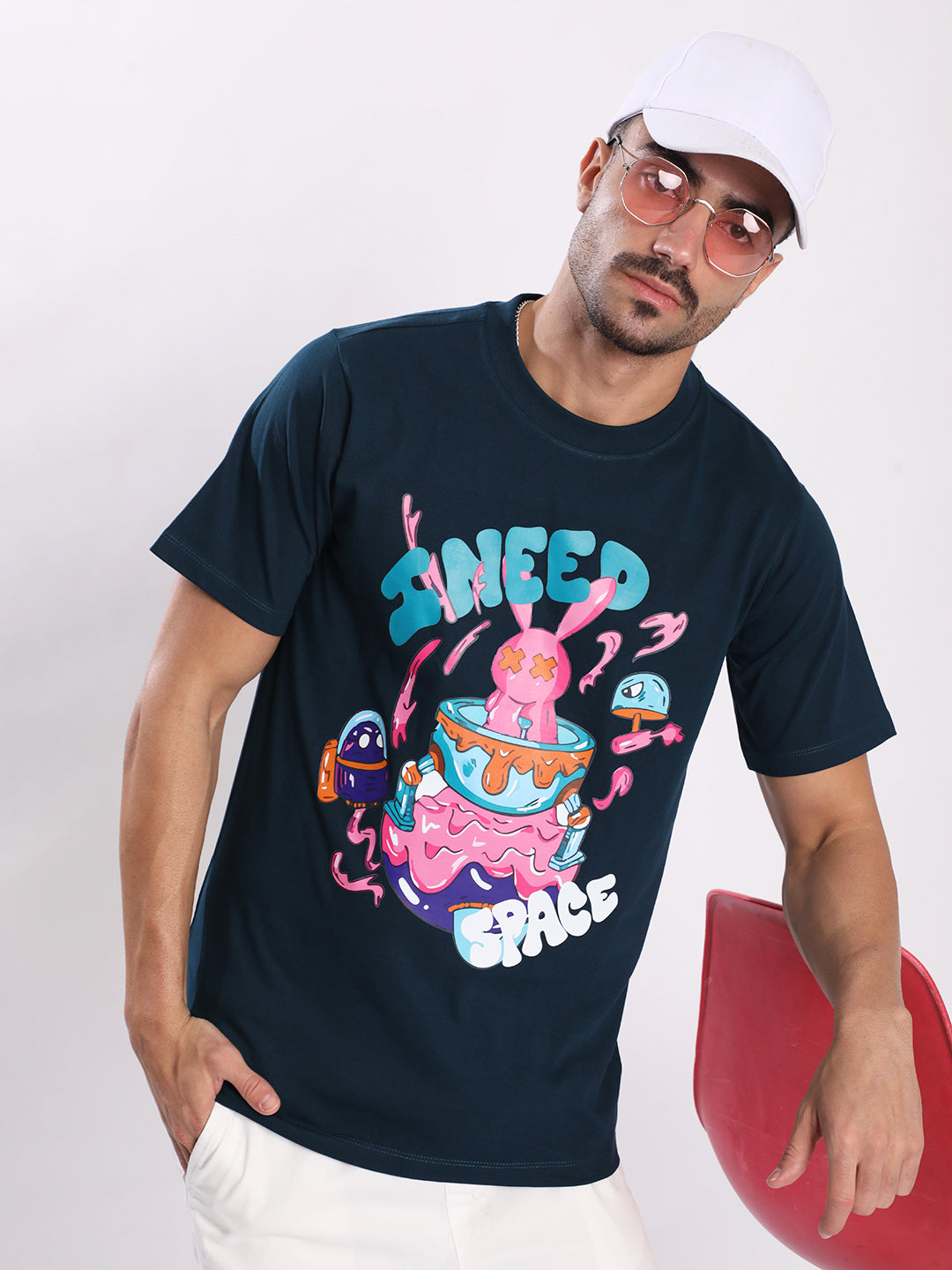 Men Teal Graphic Print T-shirt