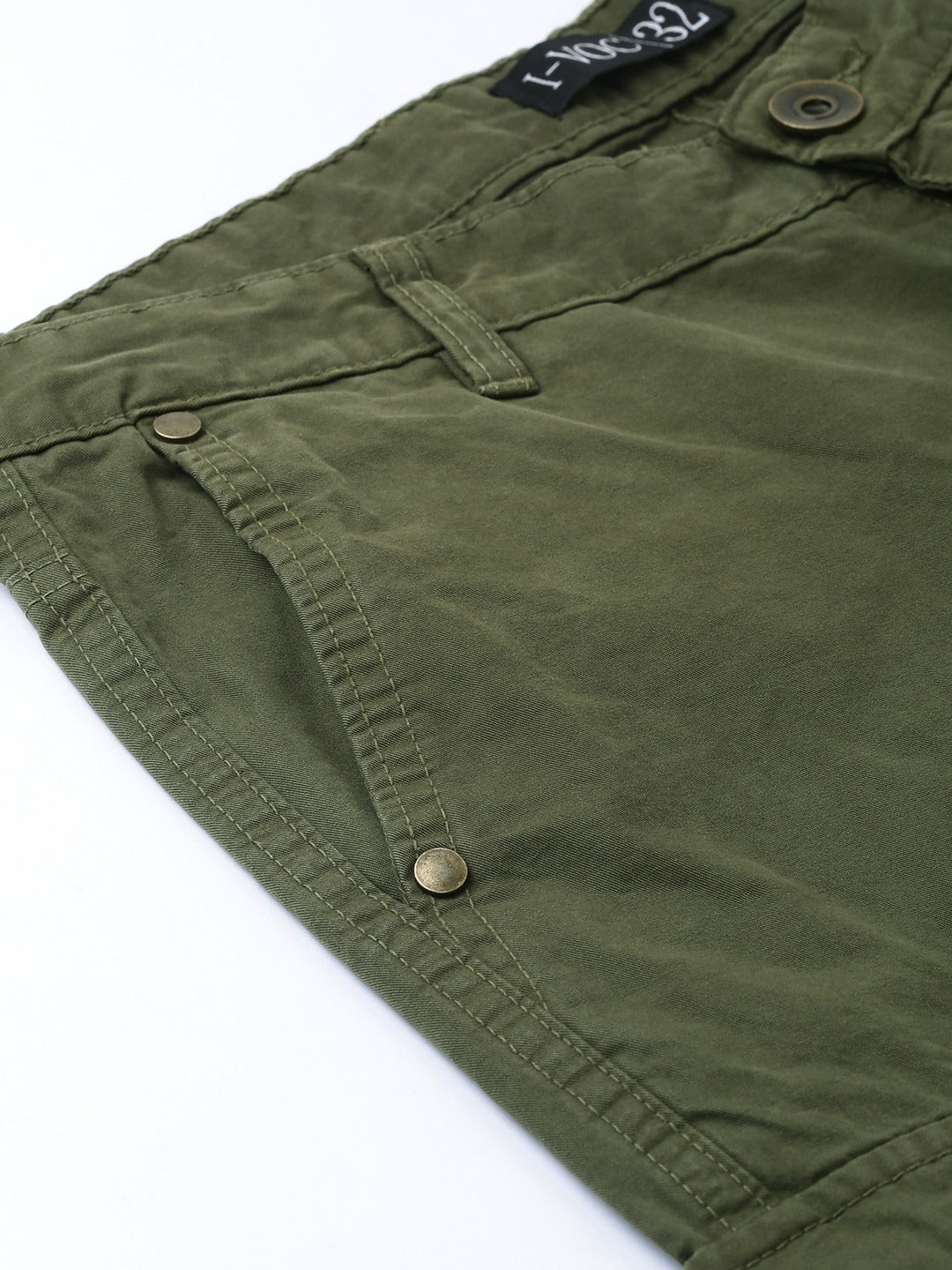 Men's Olive Slim Fit Solid Cargo Trouser | IVOC – MINTOBAY